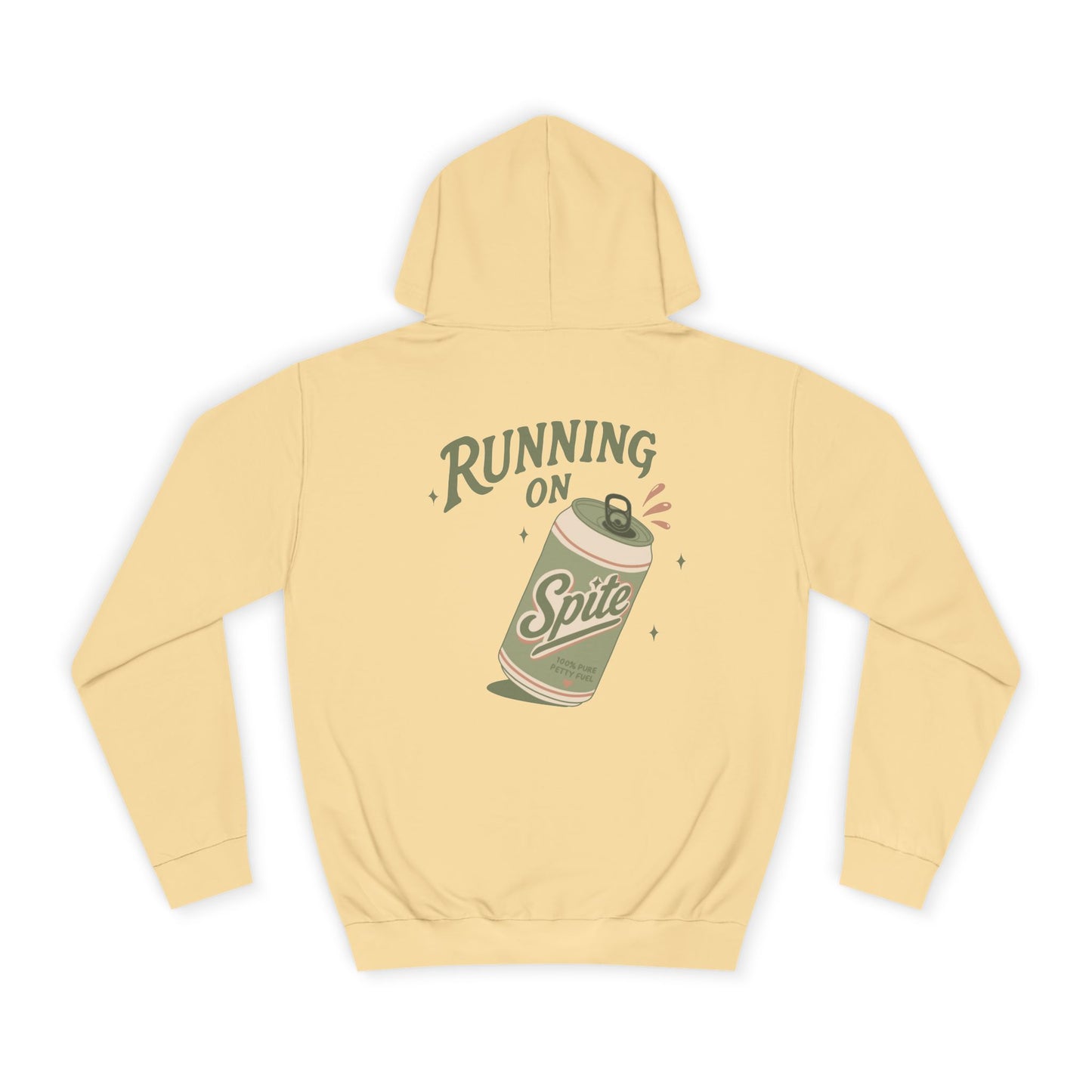 'Running on Spite' - Retro Soda Can Graphic College Hoodie