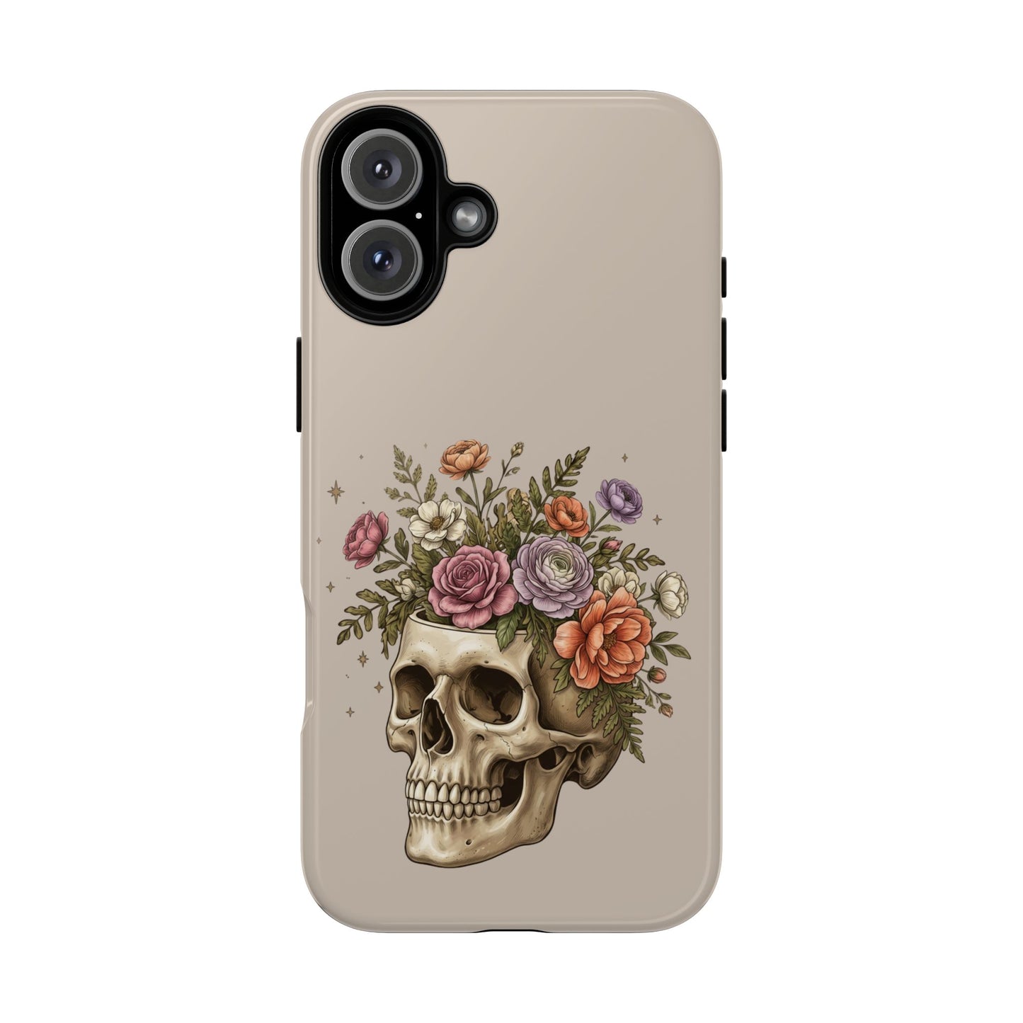 Floral Skull Tough Phone Case  Protective iPhone Case with Vintage Flower Skull Design