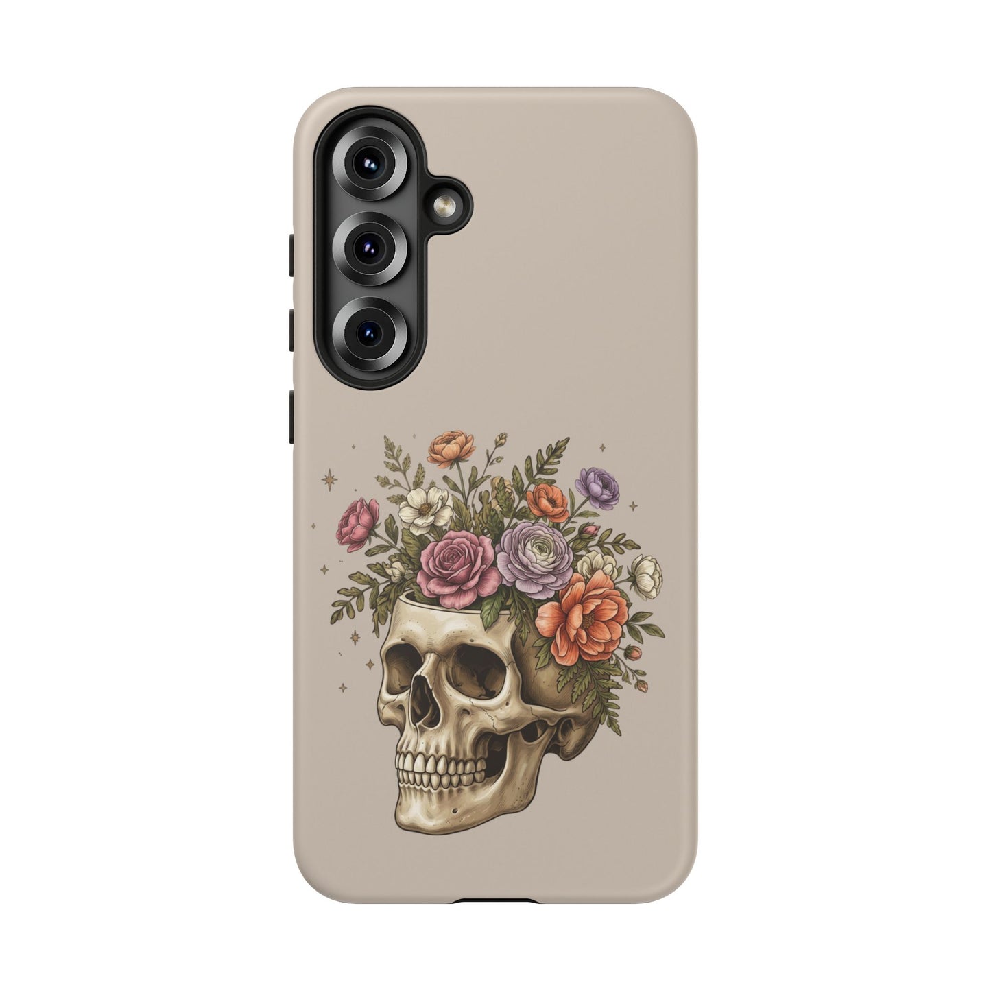 Floral Skull Tough Phone Case  Protective iPhone Case with Vintage Flower Skull Design
