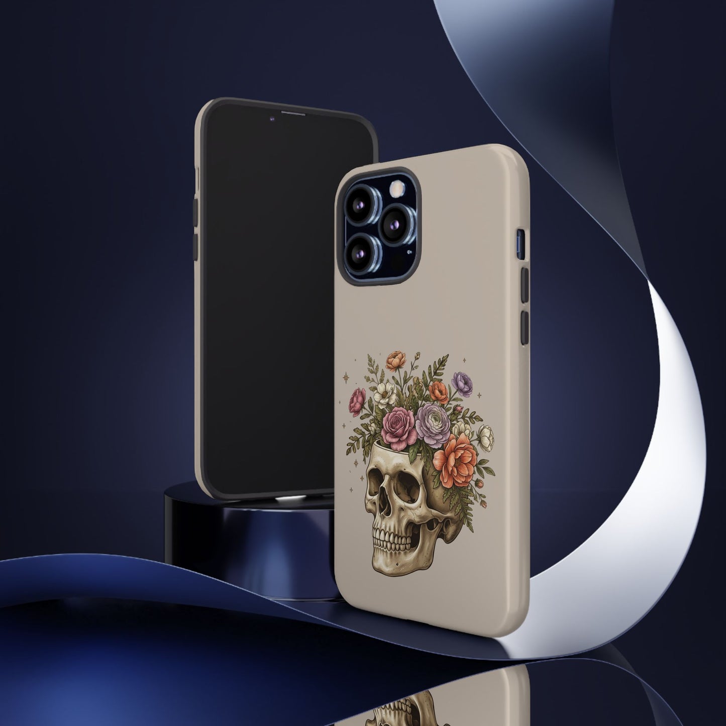 Floral Skull Tough Phone Case  Protective iPhone Case with Vintage Flower Skull Design