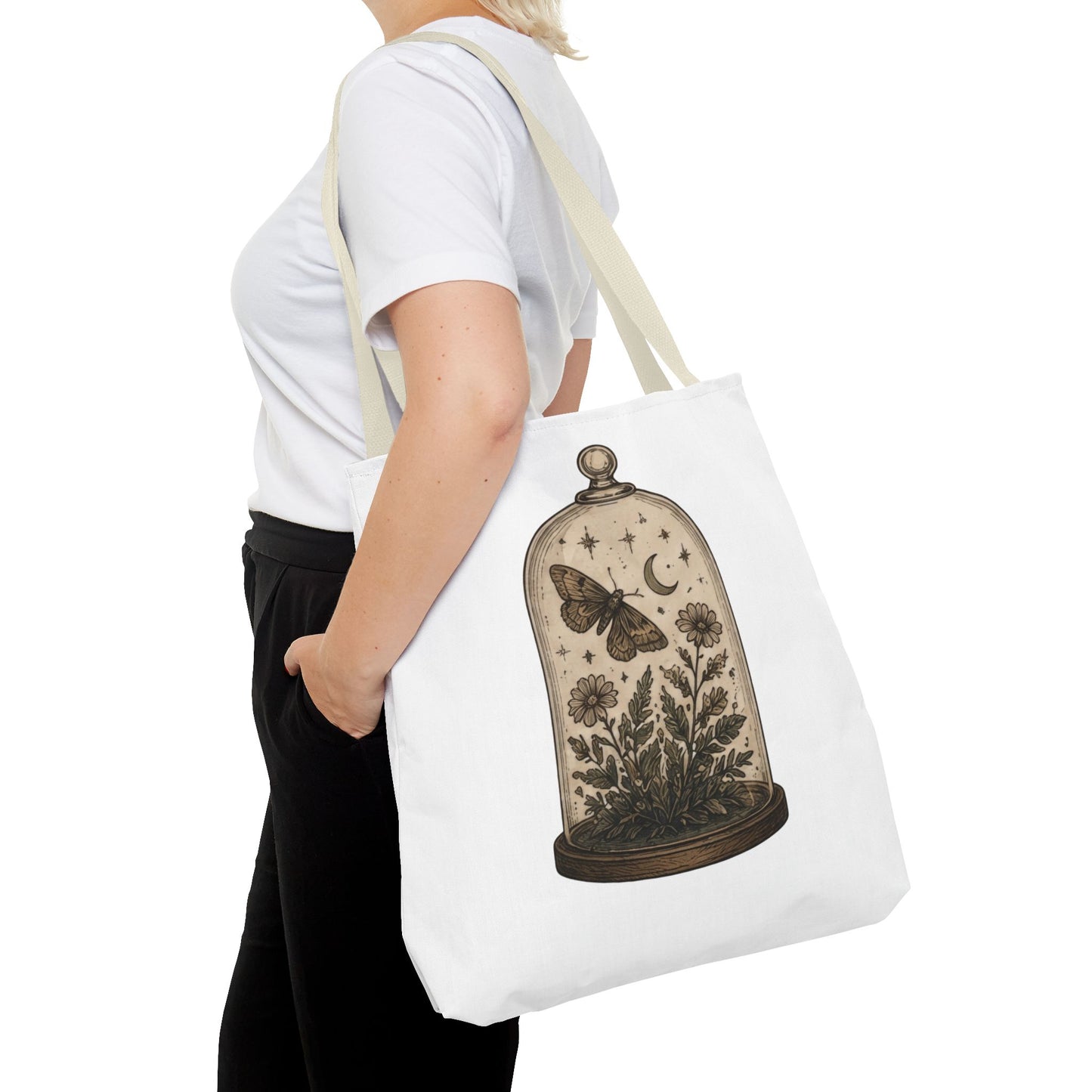 Botanical Dome Tote  Vintage Moth & Moon Floral Print Tote Bag