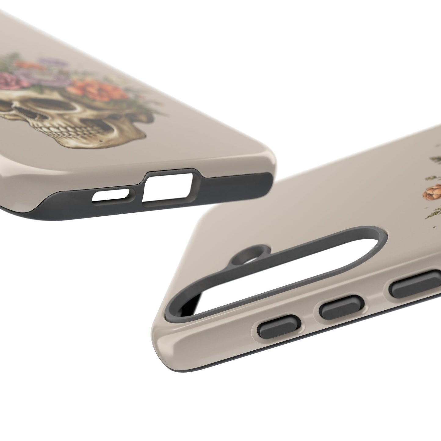 Floral Skull Tough Phone Case  Protective iPhone Case with Vintage Flower Skull Design