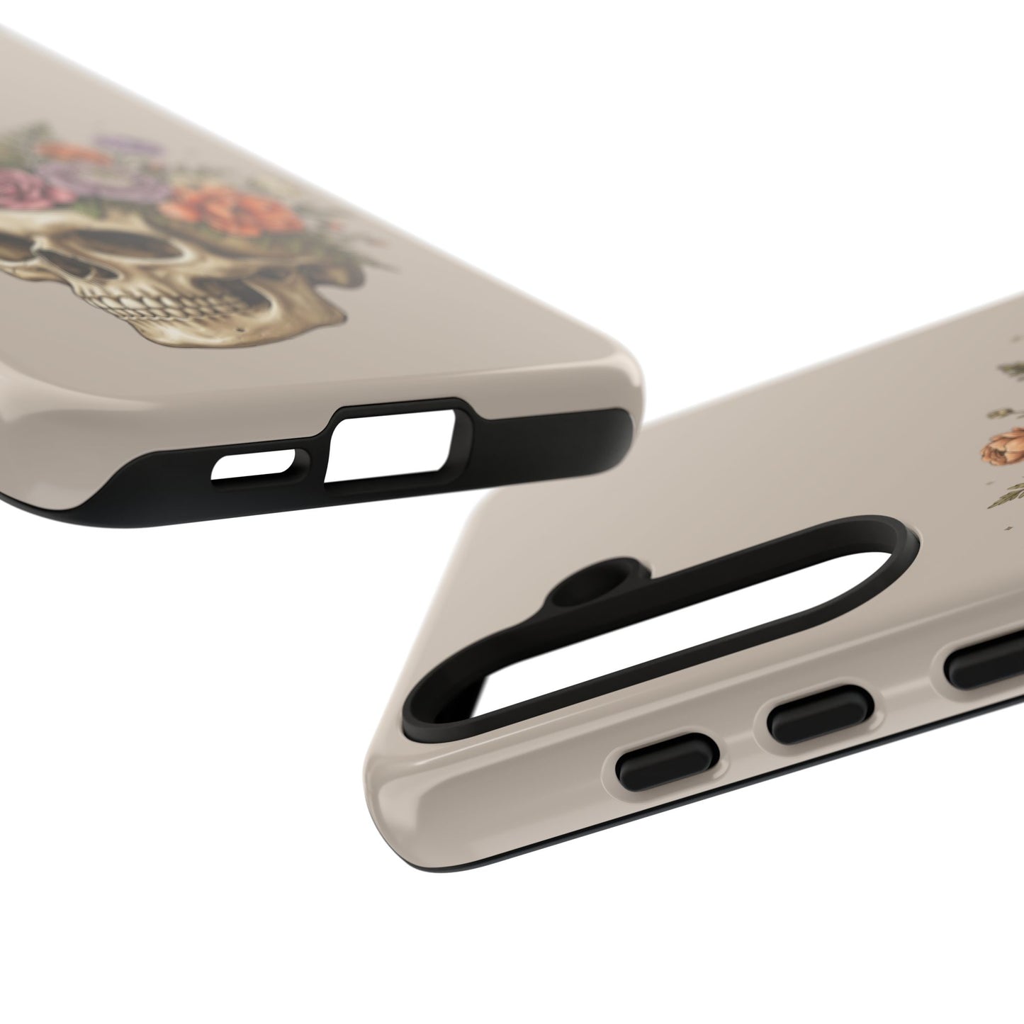 Floral Skull Tough Phone Case  Protective iPhone Case with Vintage Flower Skull Design