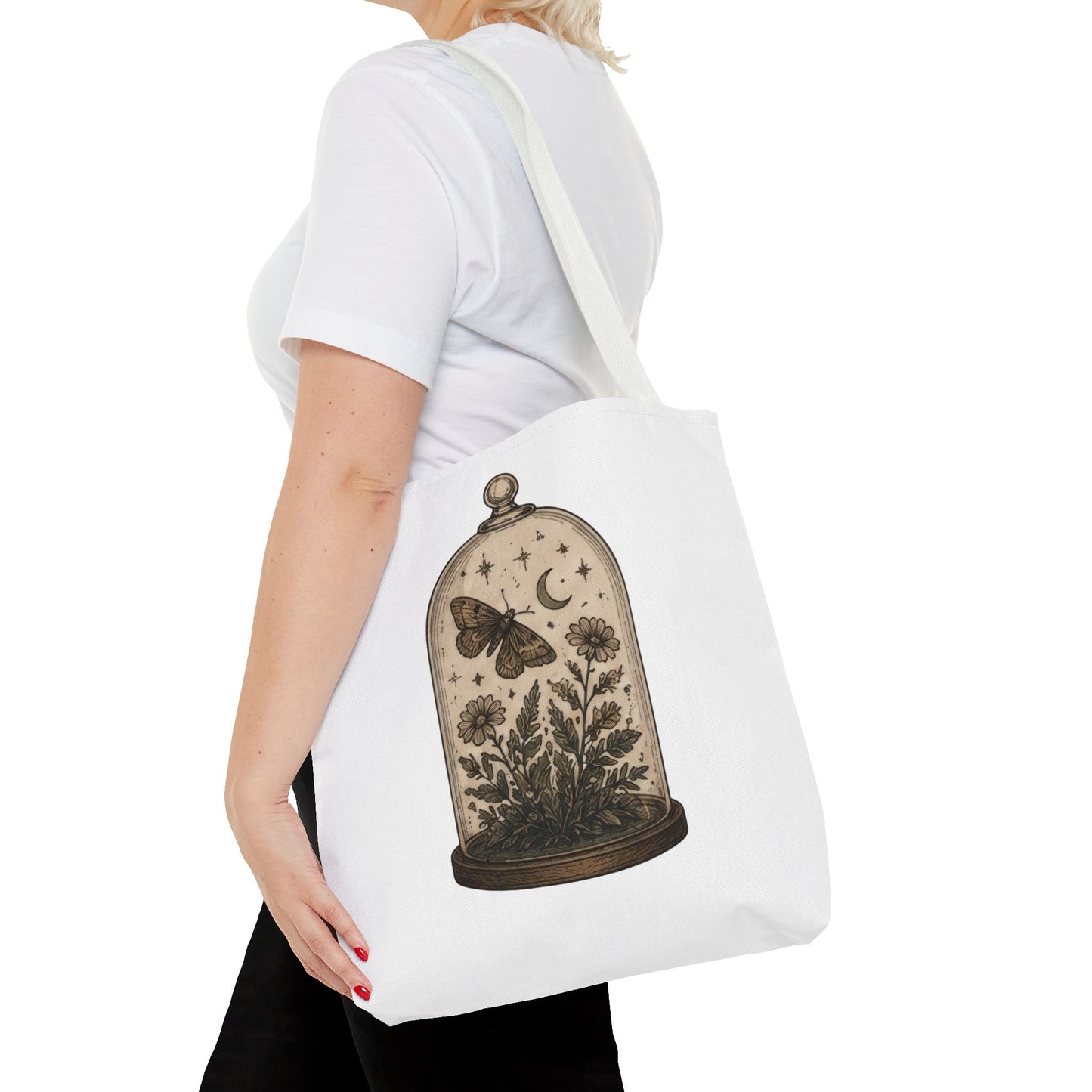 Botanical Dome Tote  Vintage Moth & Moon Floral Print Tote Bag