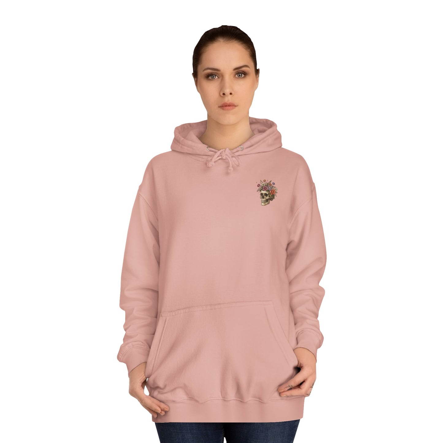 Skull & Floral College Hoodie  Rose Crown Skull Graphic Hoodie