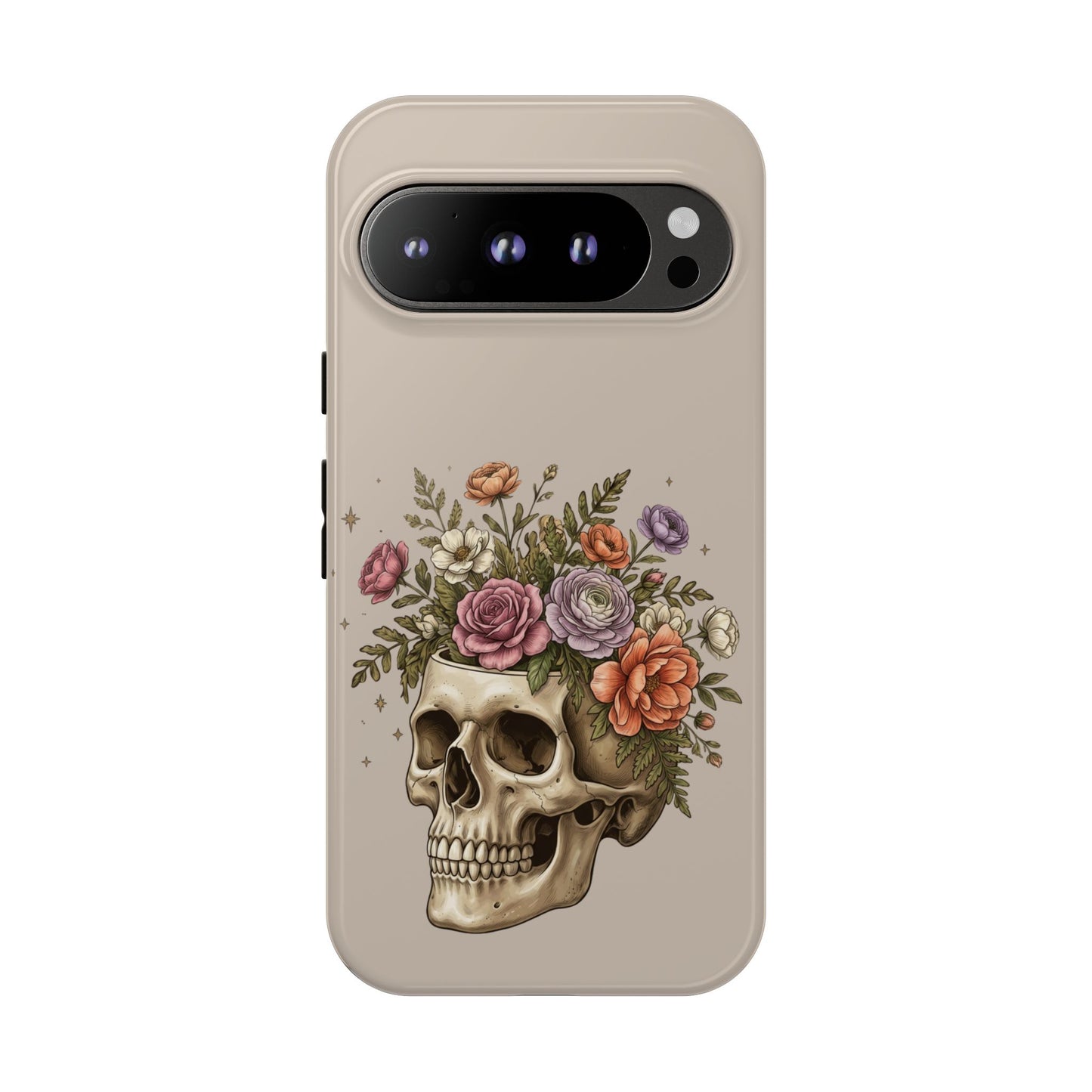 Floral Skull Tough Phone Case  Protective iPhone Case with Vintage Flower Skull Design