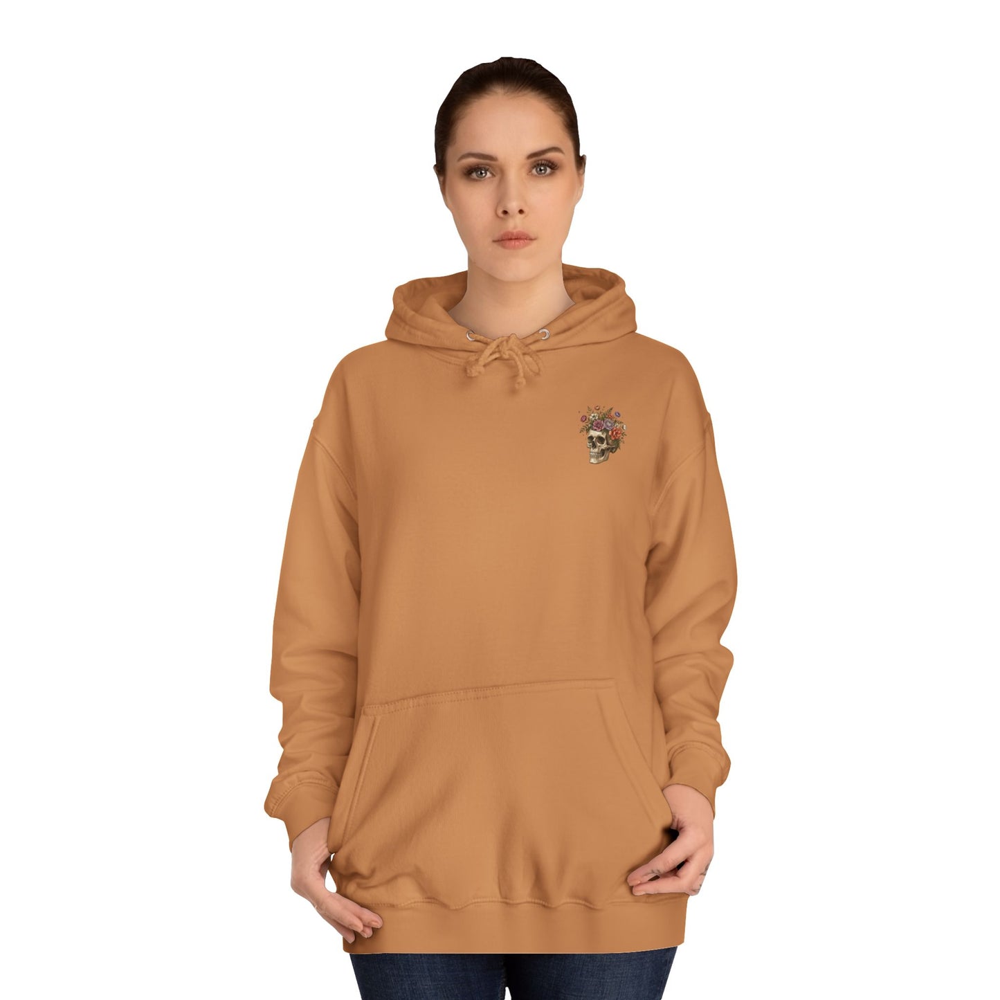 Skull & Floral College Hoodie  Rose Crown Skull Graphic Hoodie
