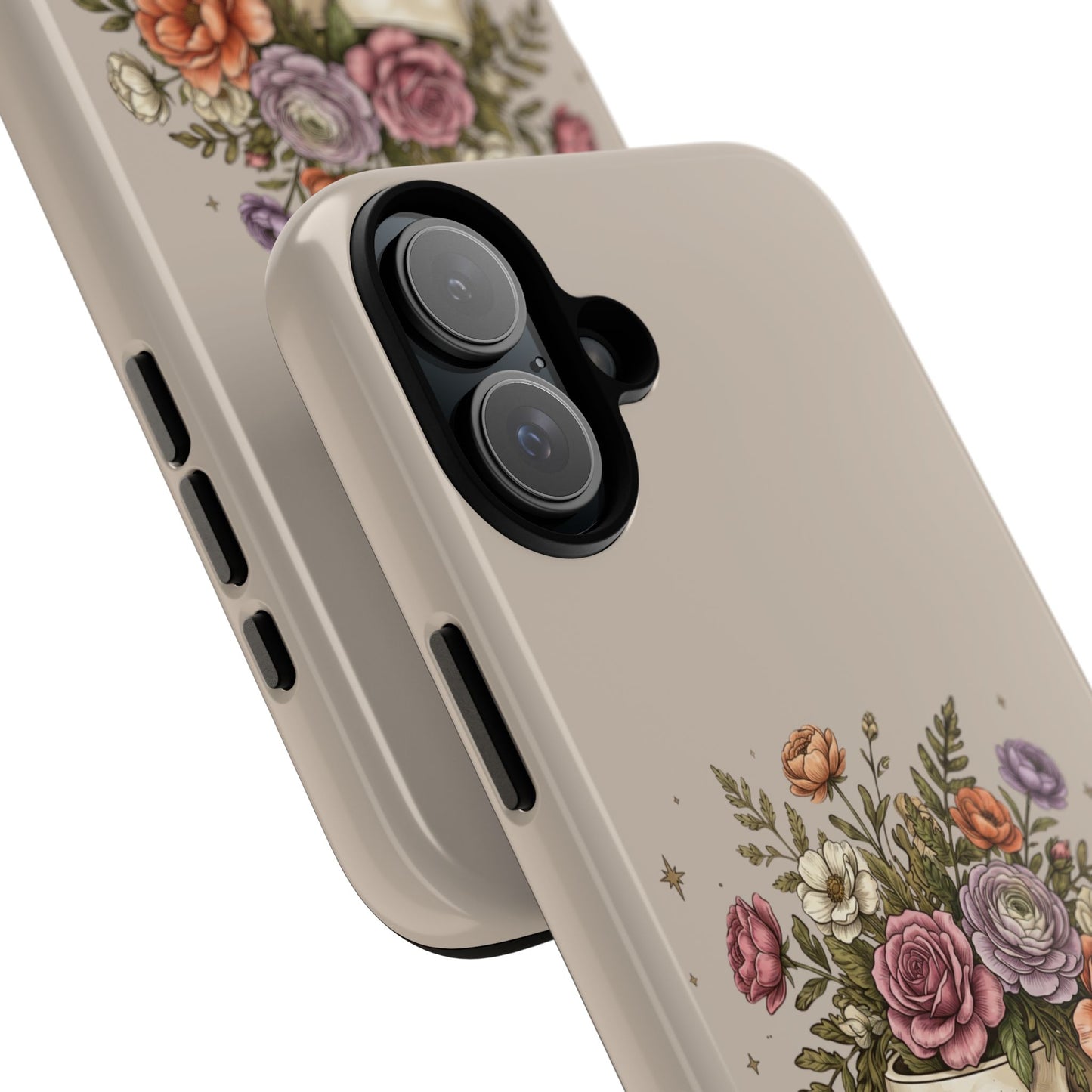 Floral Skull Tough Phone Case  Protective iPhone Case with Vintage Flower Skull Design