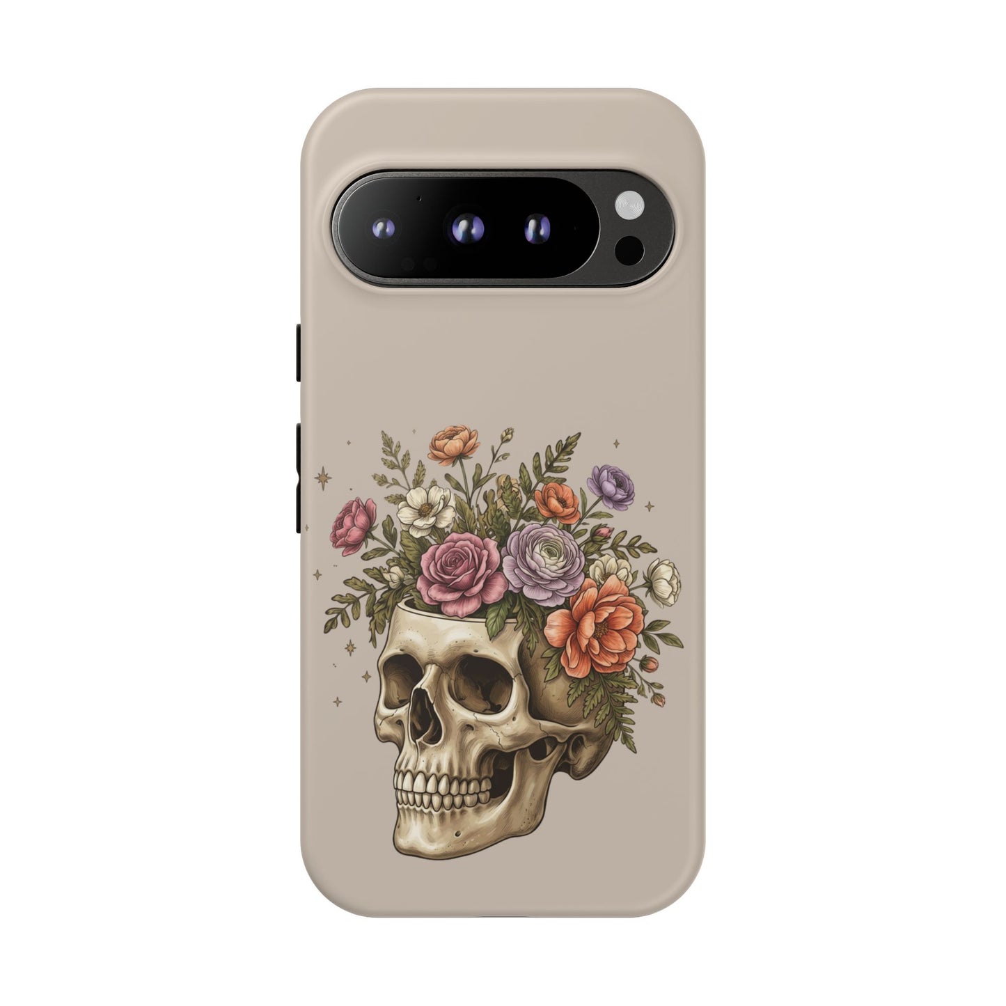 Floral Skull Tough Phone Case  Protective iPhone Case with Vintage Flower Skull Design