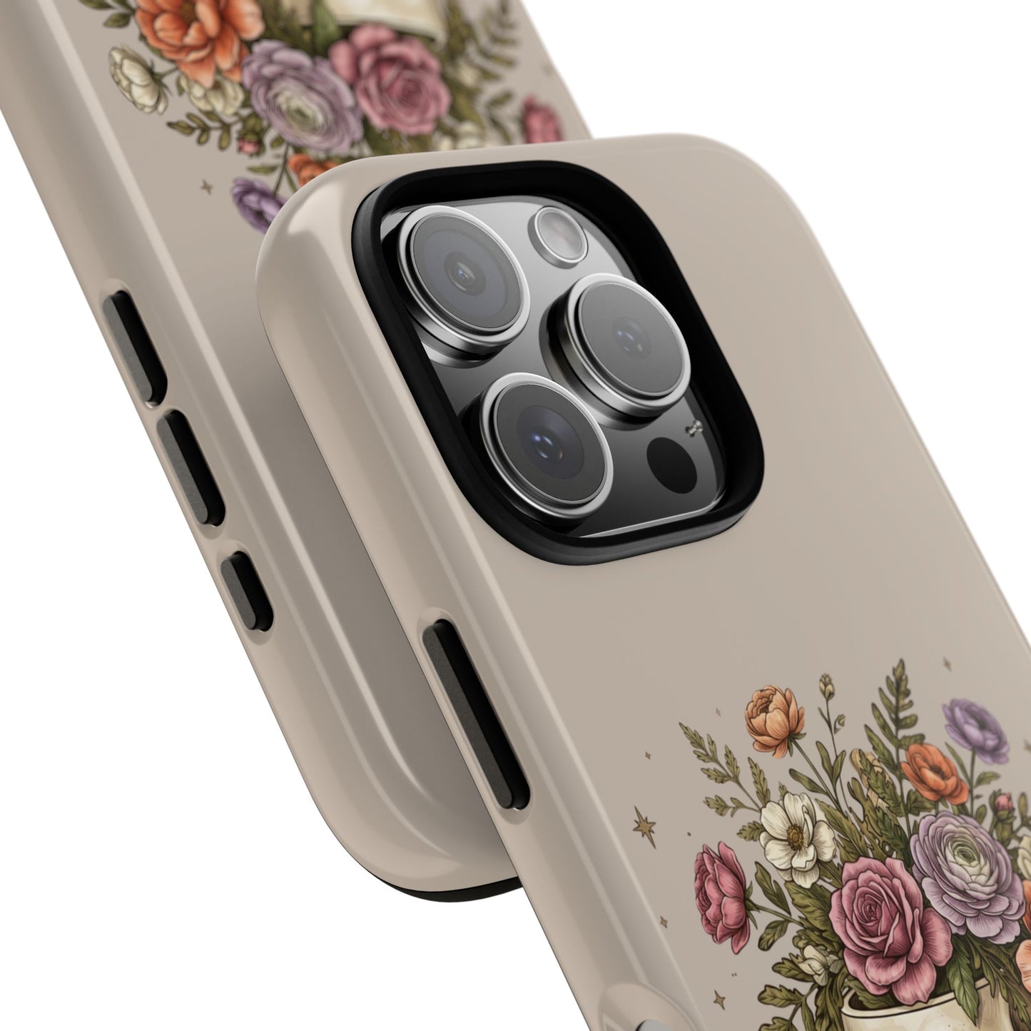 Floral Skull Tough Phone Case  Protective iPhone Case with Vintage Flower Skull Design