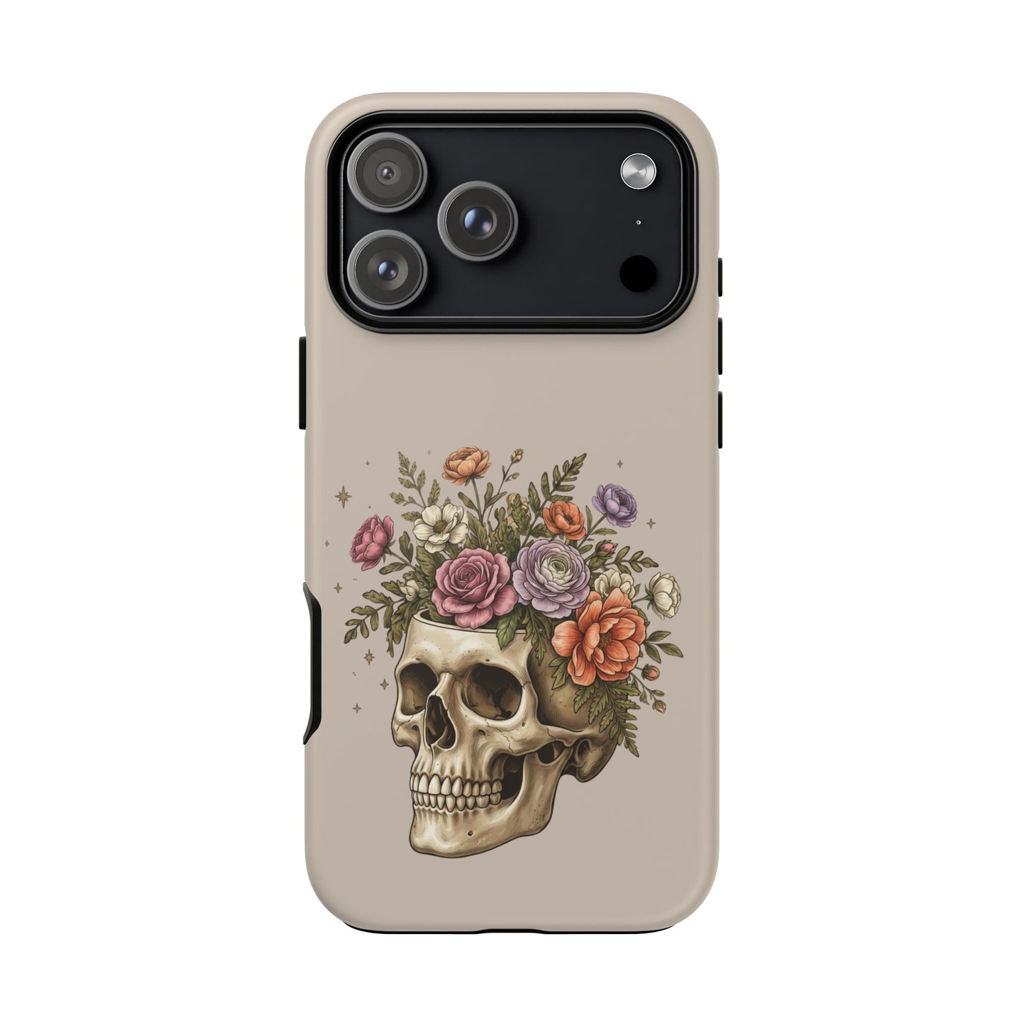 Floral Skull Tough Phone Case  Protective iPhone Case with Vintage Flower Skull Design