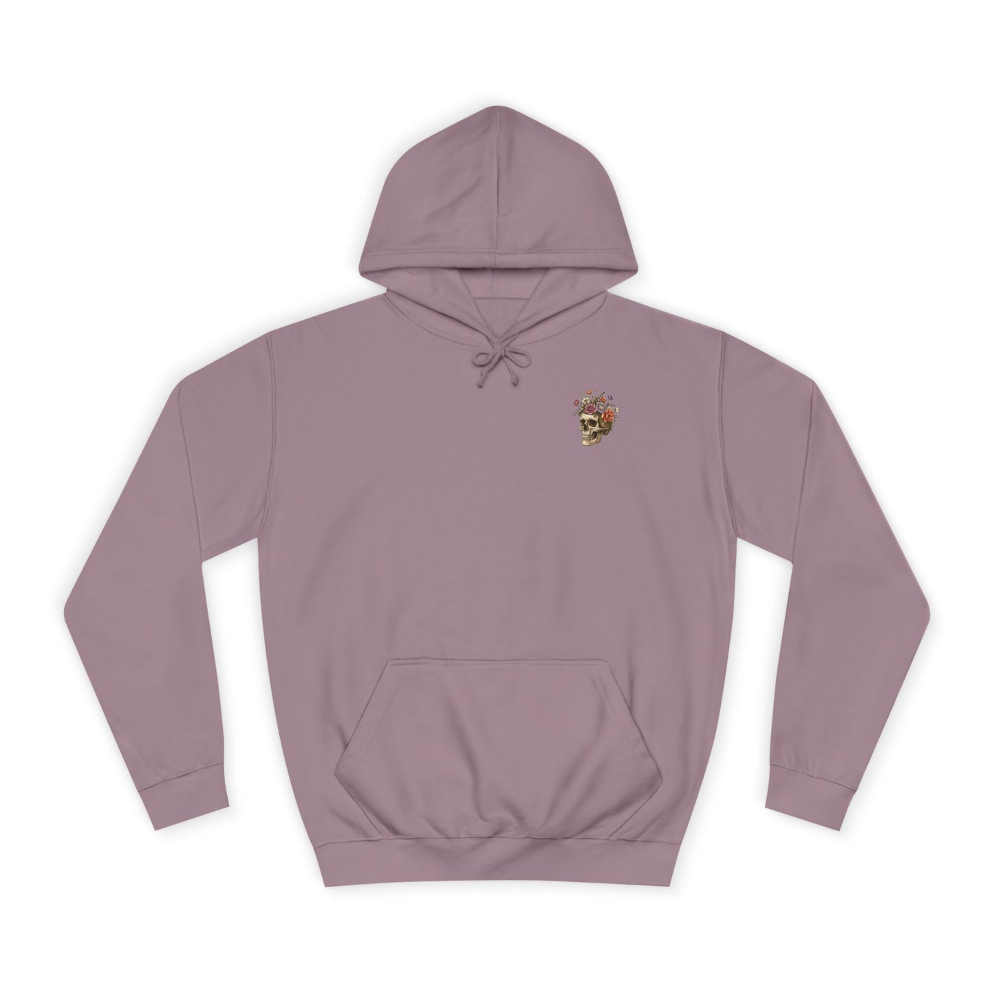 Skull & Floral College Hoodie  Rose Crown Skull Graphic Hoodie