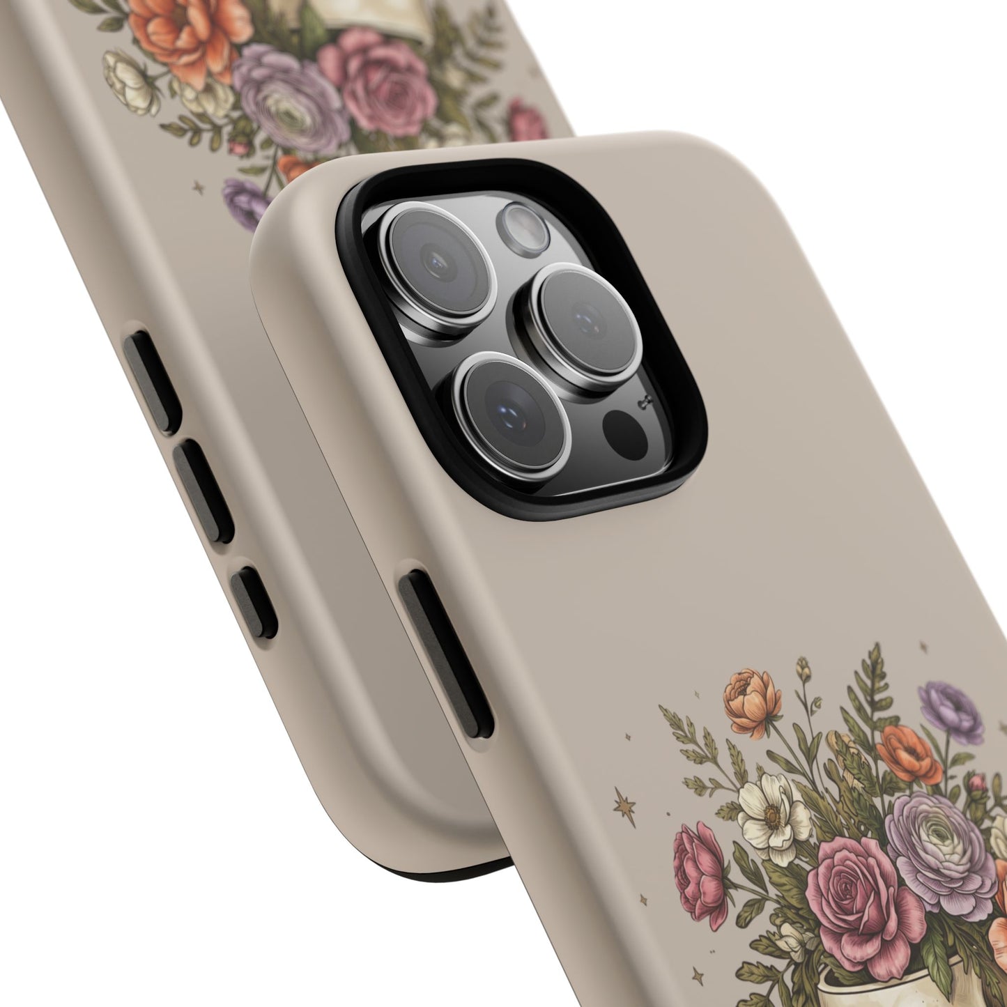 Floral Skull Tough Phone Case  Protective iPhone Case with Vintage Flower Skull Design