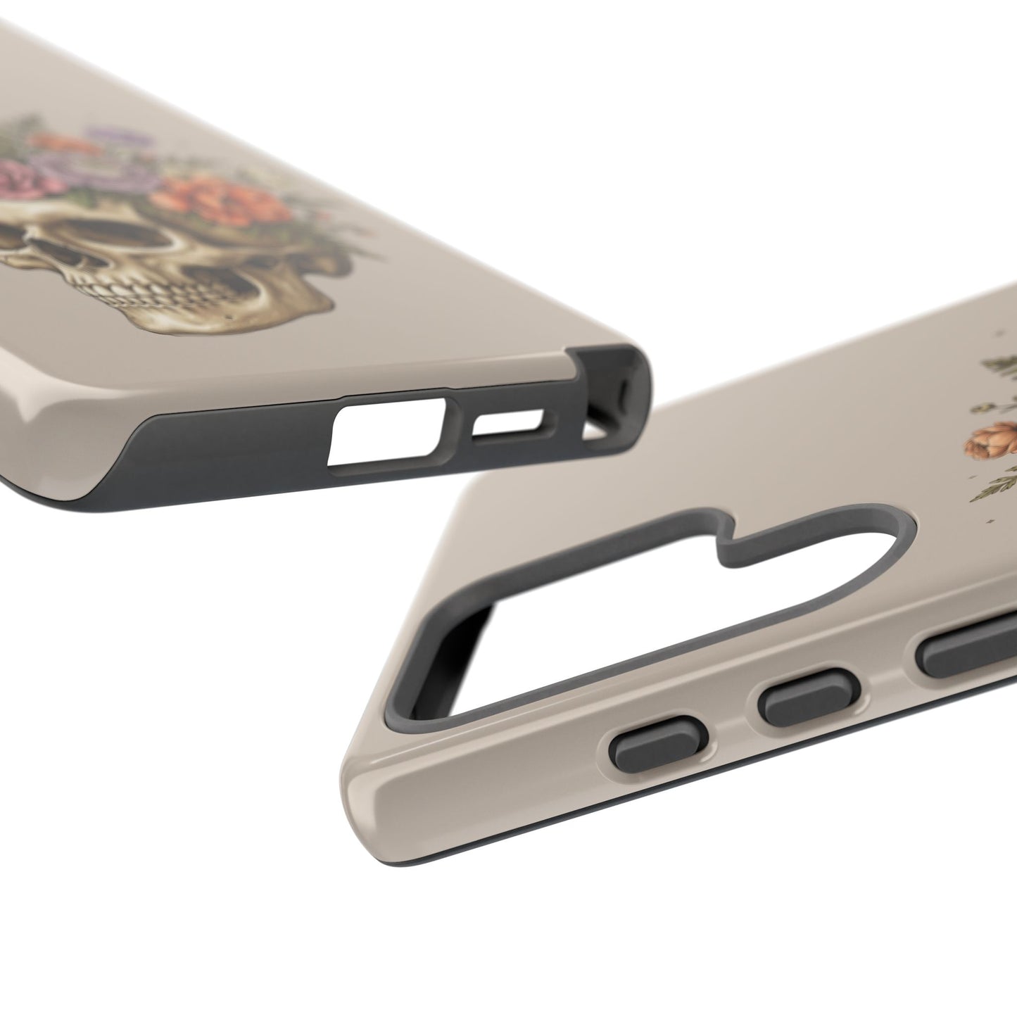 Floral Skull Tough Phone Case  Protective iPhone Case with Vintage Flower Skull Design