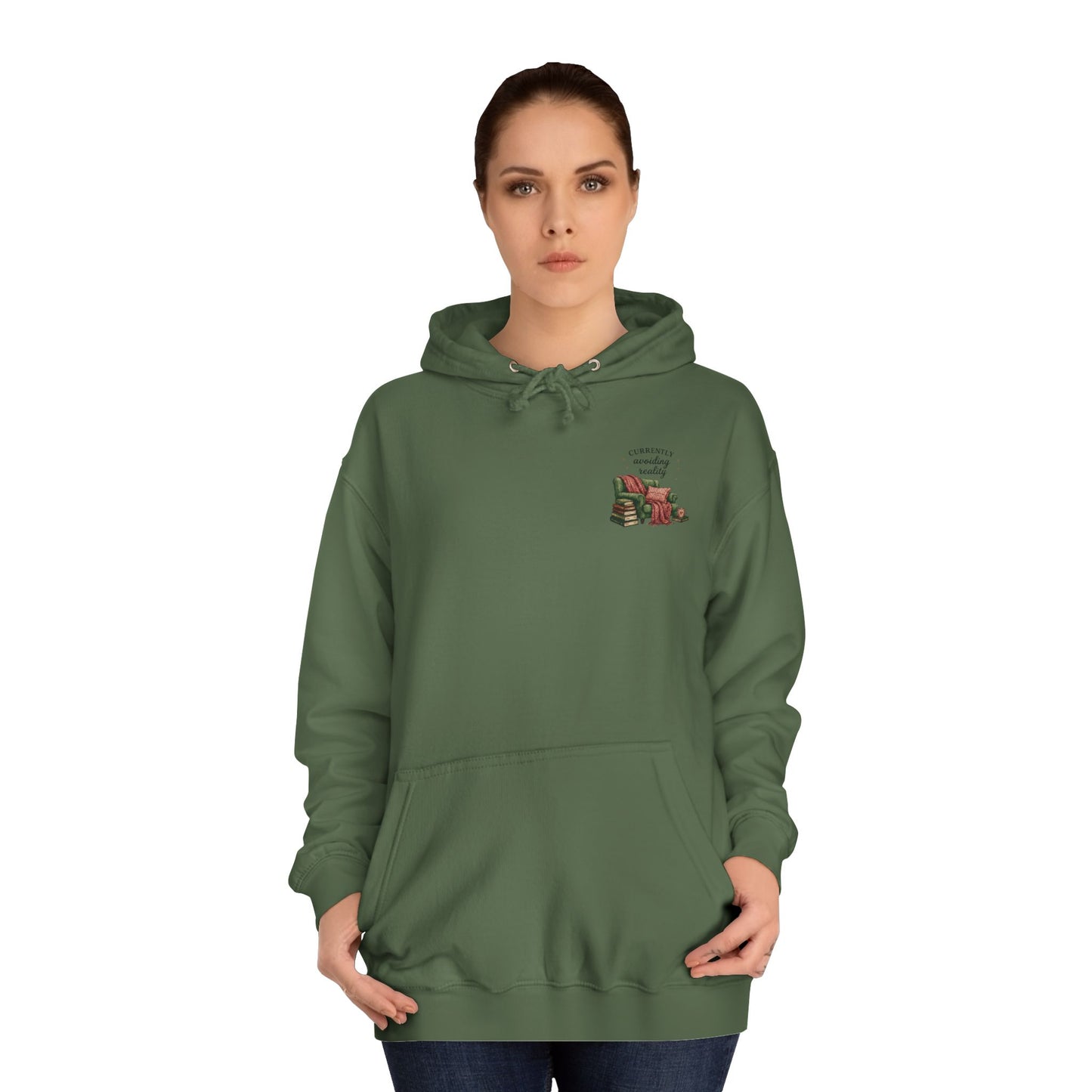 Cosy Reading Hoodie -'Currently Avoiding Reality' Booklover Pullover