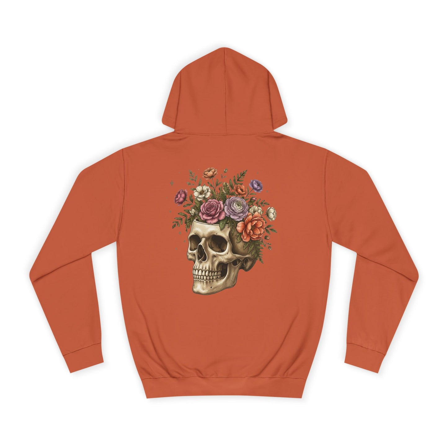 Skull & Floral College Hoodie  Rose Crown Skull Graphic Hoodie