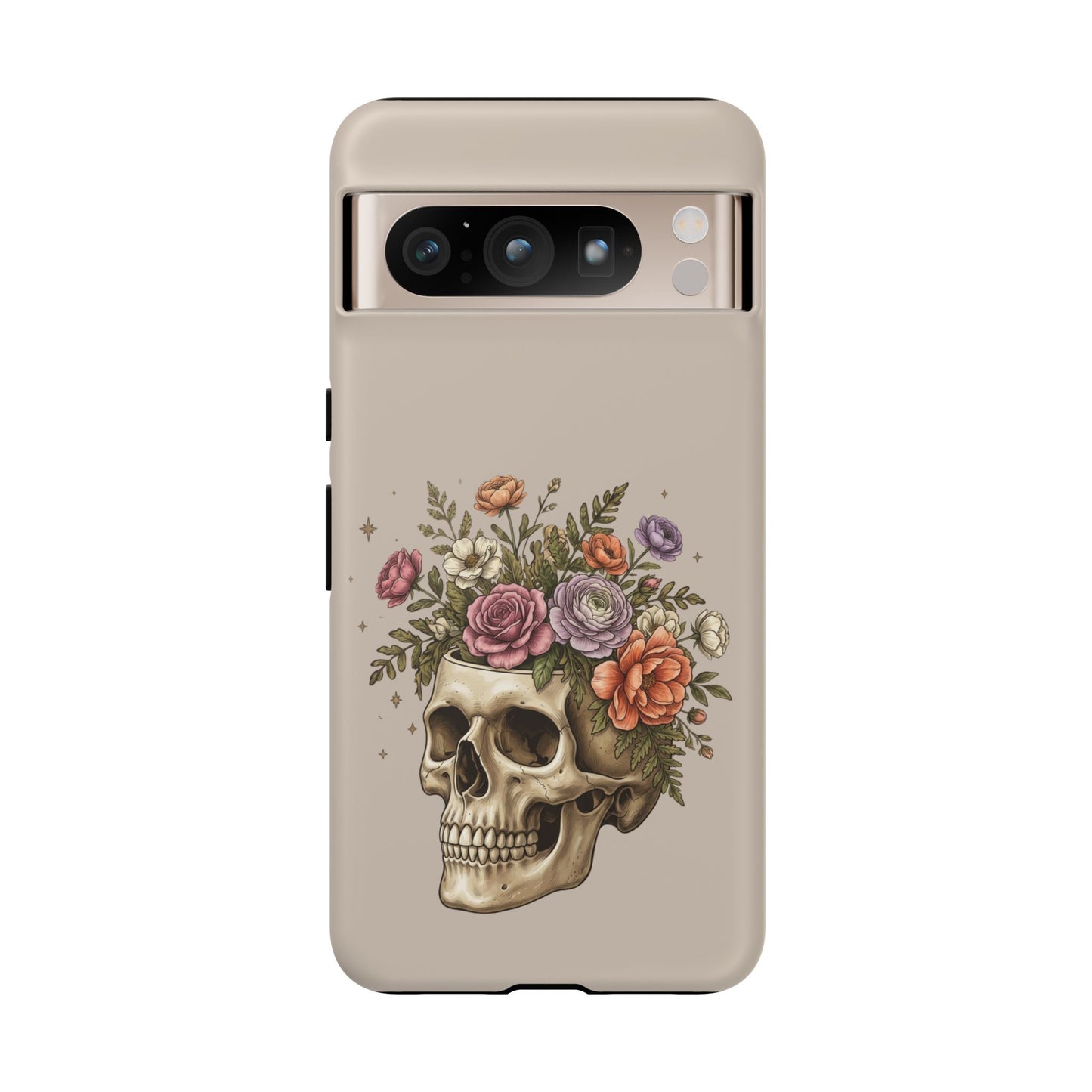 Floral Skull Tough Phone Case  Protective iPhone Case with Vintage Flower Skull Design