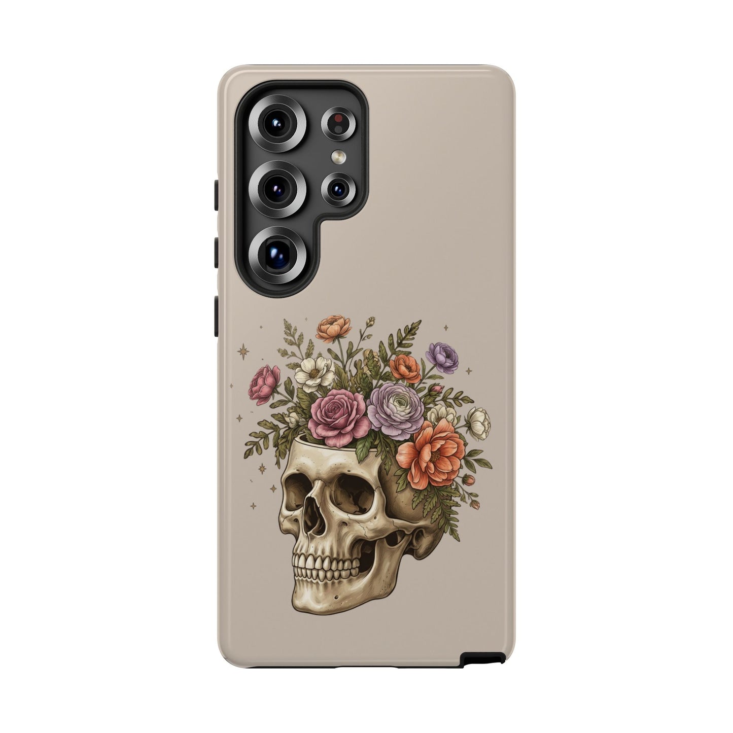 Floral Skull Tough Phone Case  Protective iPhone Case with Vintage Flower Skull Design