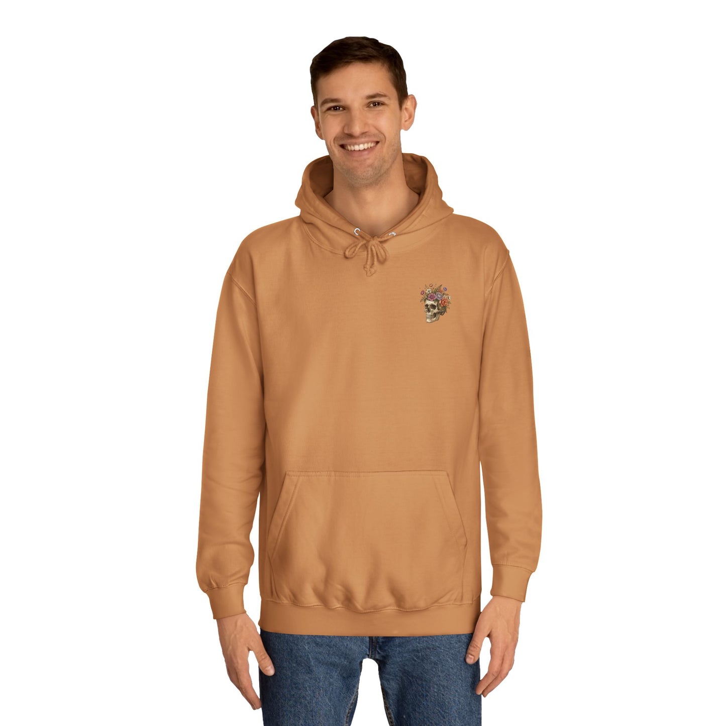 Skull & Floral College Hoodie  Rose Crown Skull Graphic Hoodie