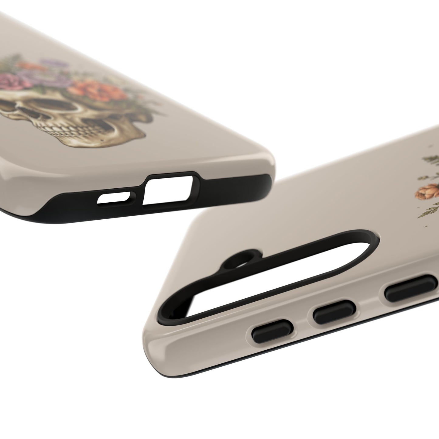 Floral Skull Tough Phone Case  Protective iPhone Case with Vintage Flower Skull Design