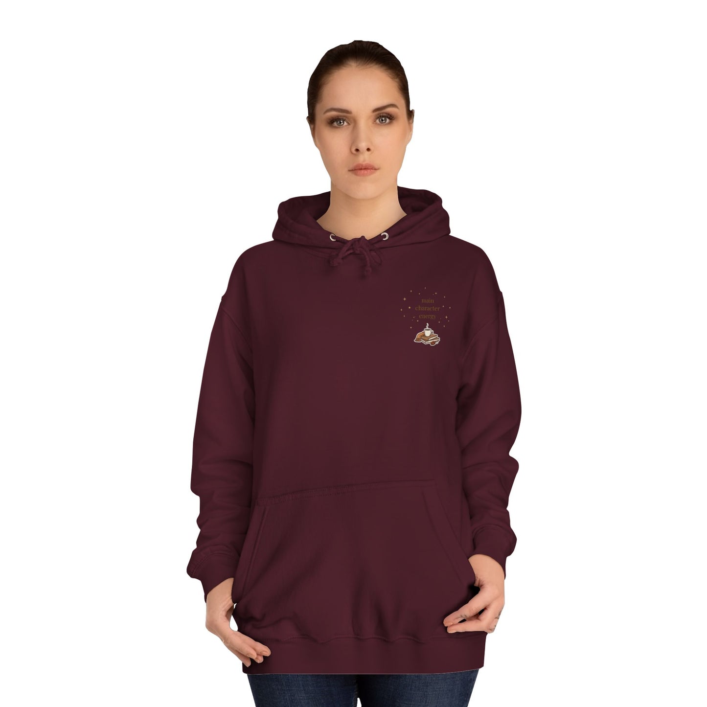 Cosy Campus Hoodie  'Main Character Energy'  Book Lover College Sweatshirt