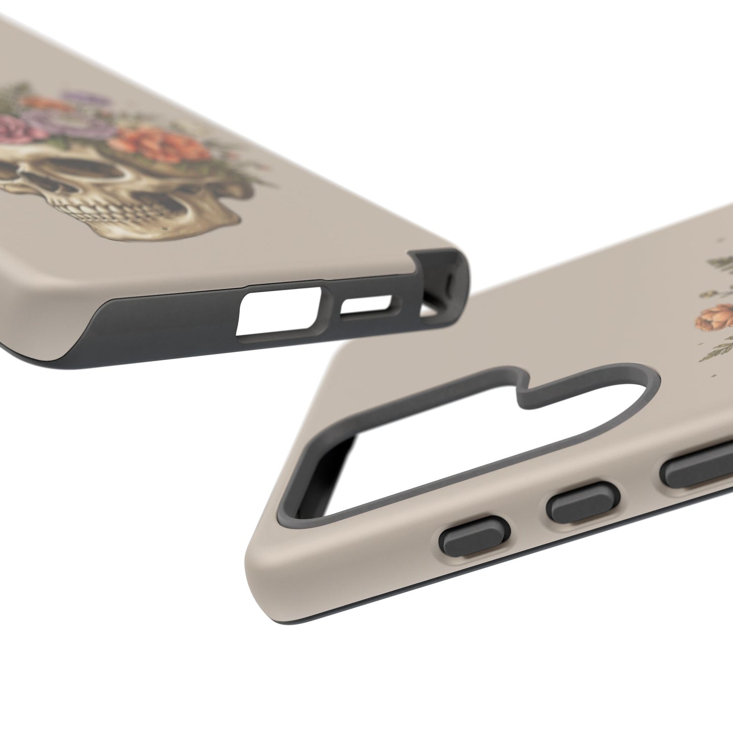 Floral Skull Tough Phone Case  Protective iPhone Case with Vintage Flower Skull Design