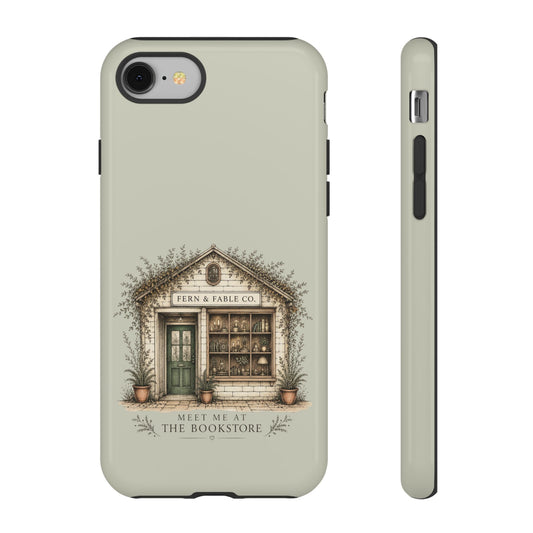 Bookstore Phone Case “Meet Me at the Bookstore” Vintage Shop Illustration