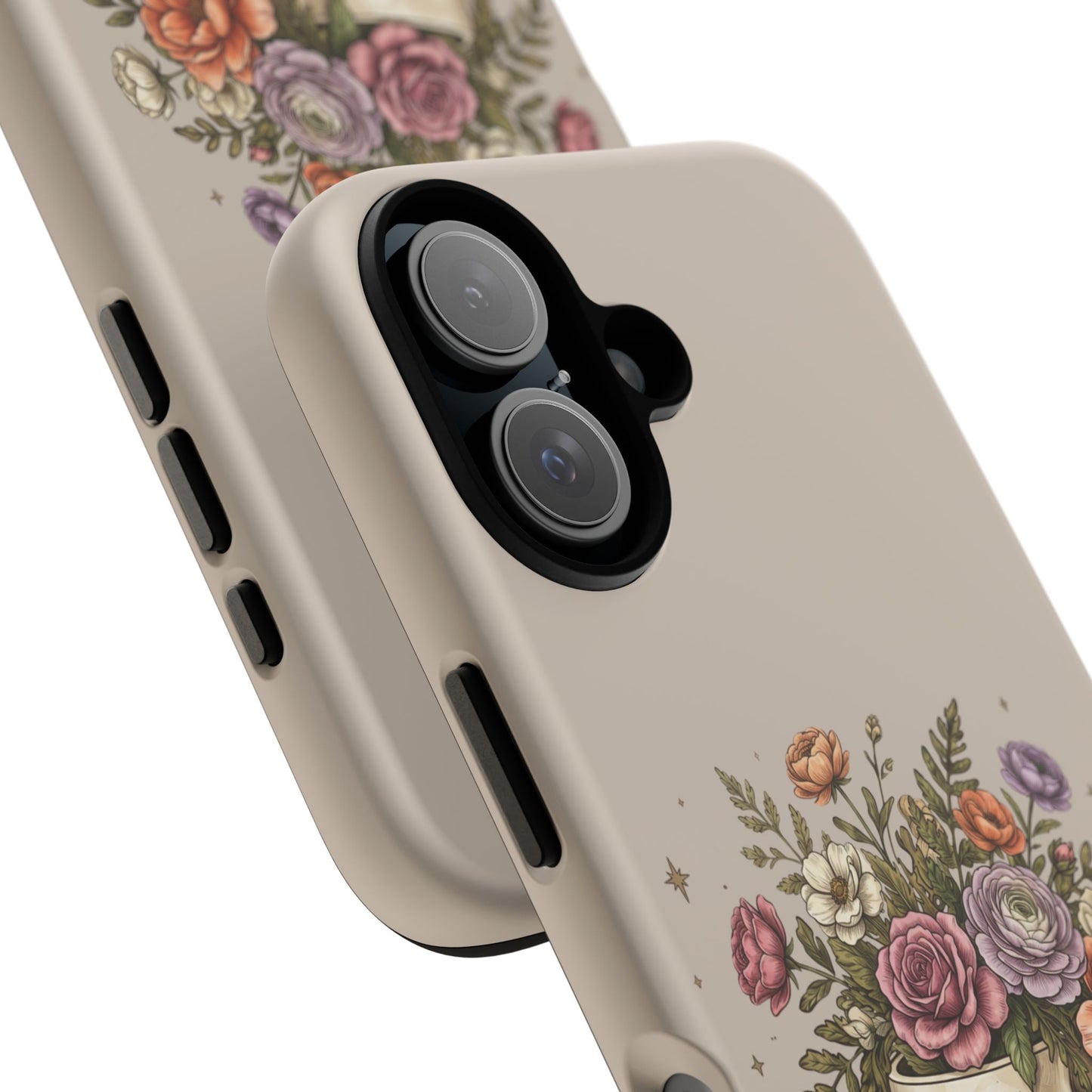 Floral Skull Tough Phone Case  Protective iPhone Case with Vintage Flower Skull Design
