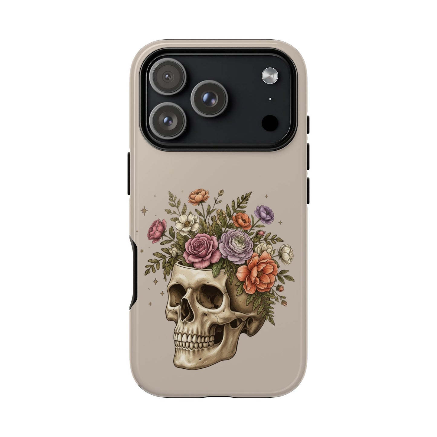 Floral Skull Tough Phone Case  Protective iPhone Case with Vintage Flower Skull Design