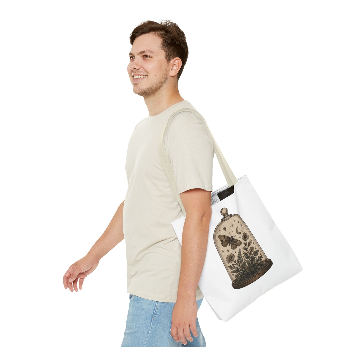 Botanical Dome Tote  Vintage Moth & Moon Floral Print Tote Bag