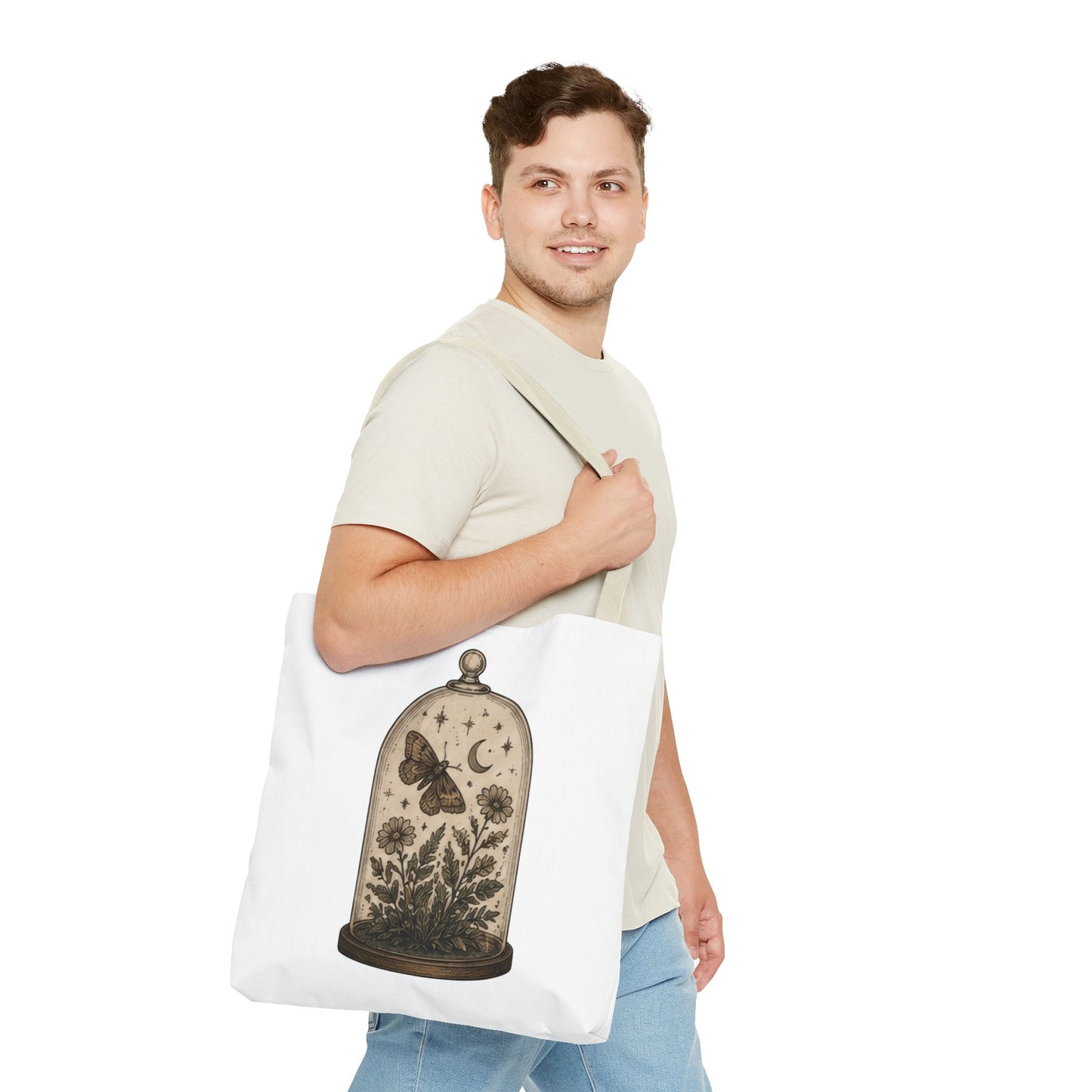 Botanical Dome Tote  Vintage Moth & Moon Floral Print Tote Bag