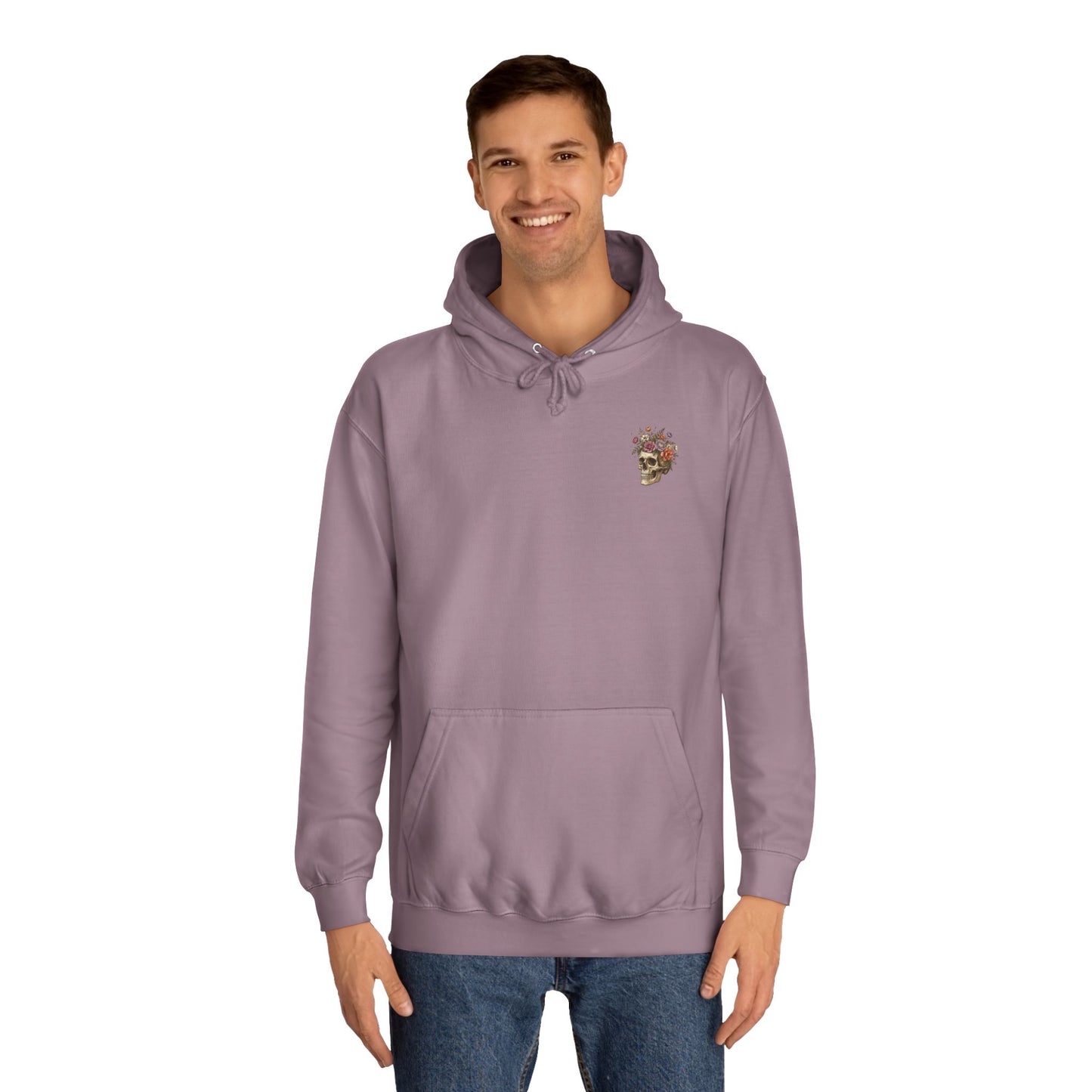 Skull & Floral College Hoodie  Rose Crown Skull Graphic Hoodie