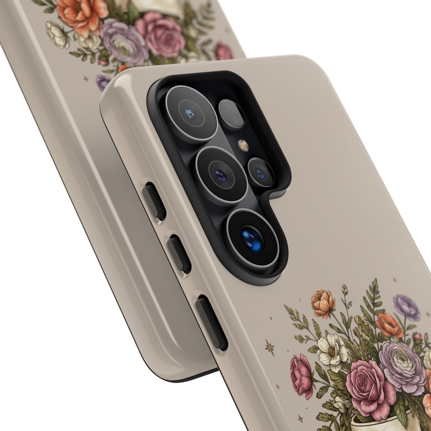 Floral Skull Tough Phone Case  Protective iPhone Case with Vintage Flower Skull Design