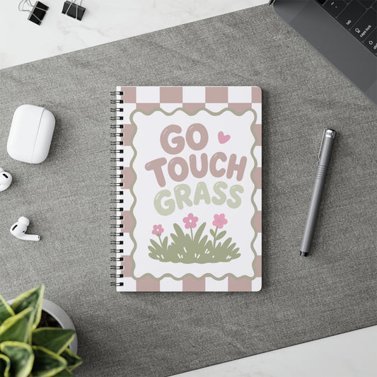 'Go Touch Grass' Floral Spiral Journal