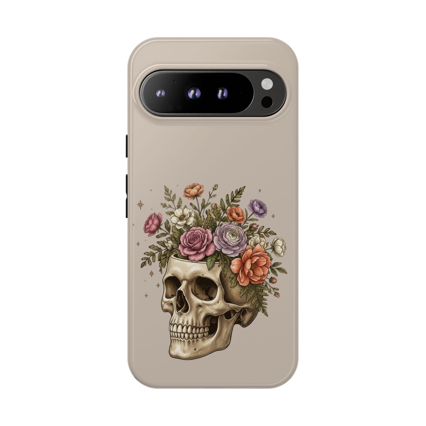 Floral Skull Tough Phone Case  Protective iPhone Case with Vintage Flower Skull Design
