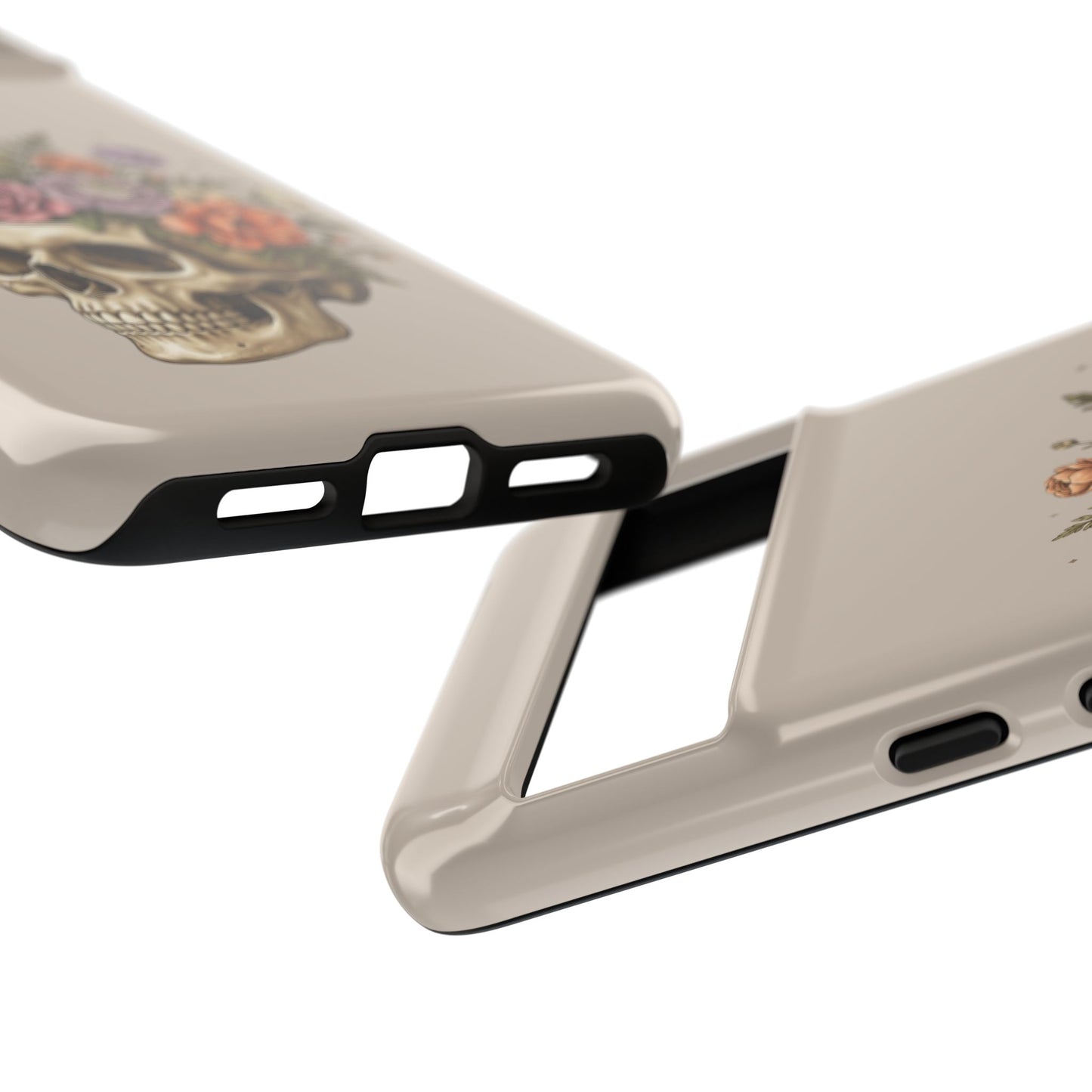 Floral Skull Tough Phone Case  Protective iPhone Case with Vintage Flower Skull Design