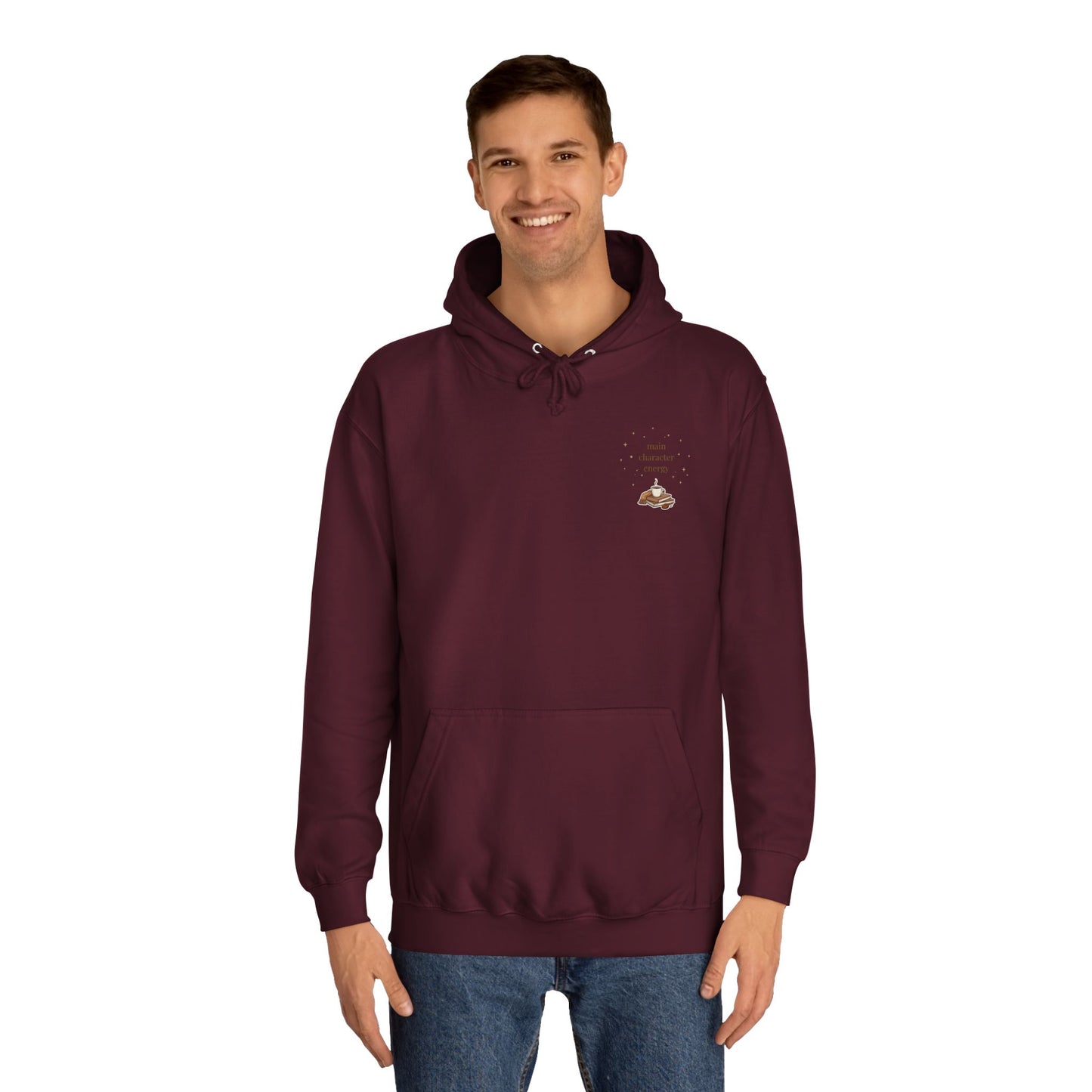 Cosy Campus Hoodie  'Main Character Energy'  Book Lover College Sweatshirt