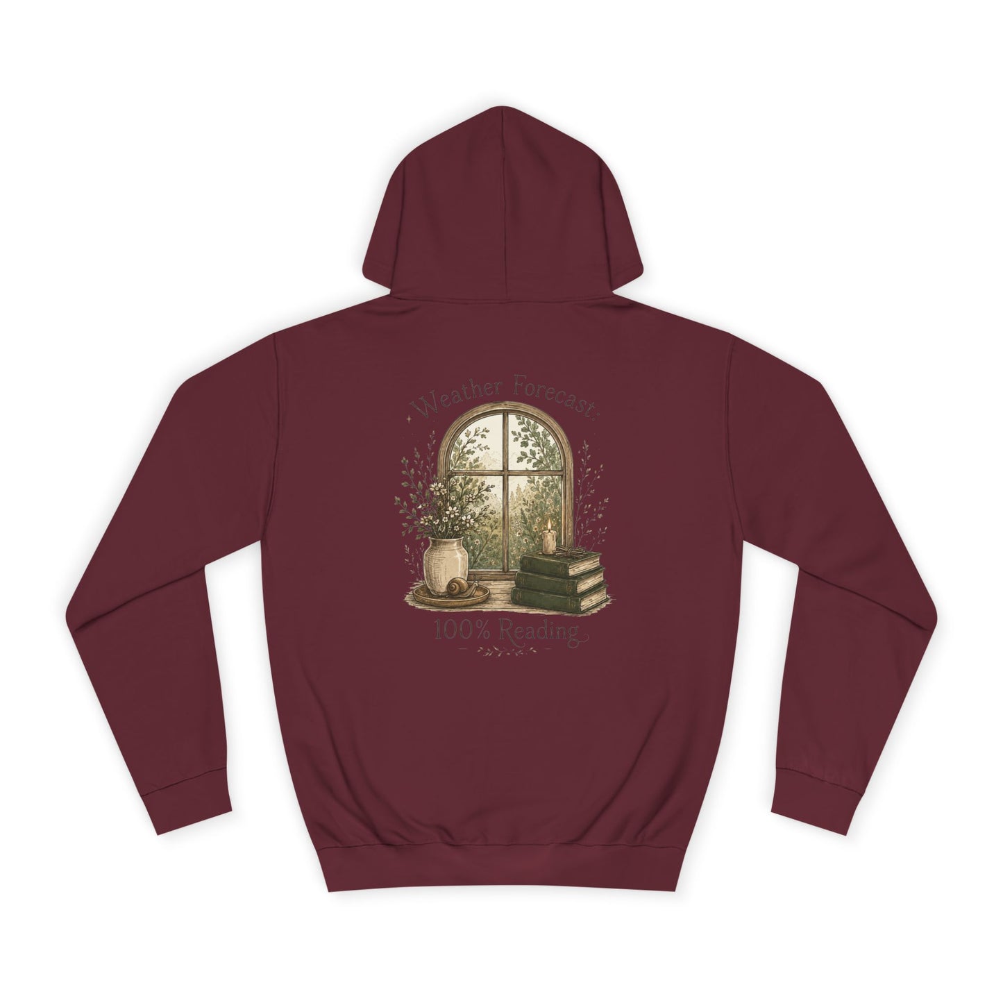 Cosy Window Nook Hoodie  Vintage Books & Tea Graphic