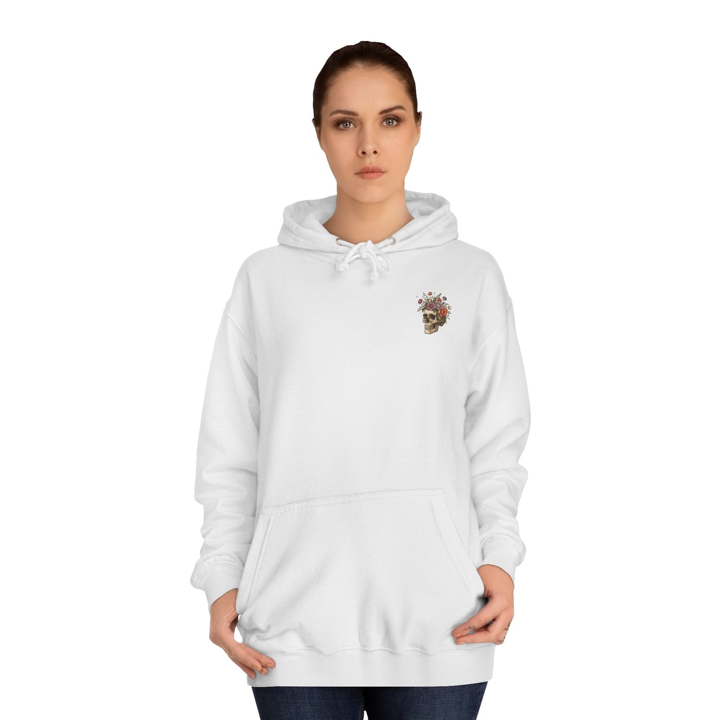Skull & Floral College Hoodie  Rose Crown Skull Graphic Hoodie