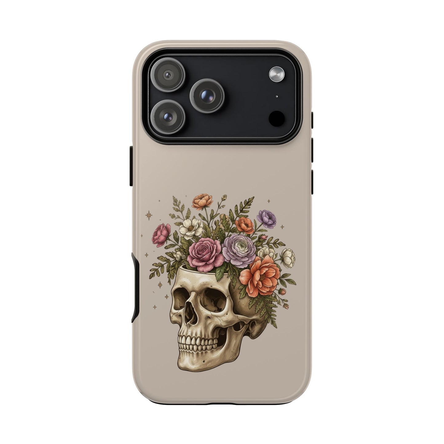 Floral Skull Tough Phone Case  Protective iPhone Case with Vintage Flower Skull Design