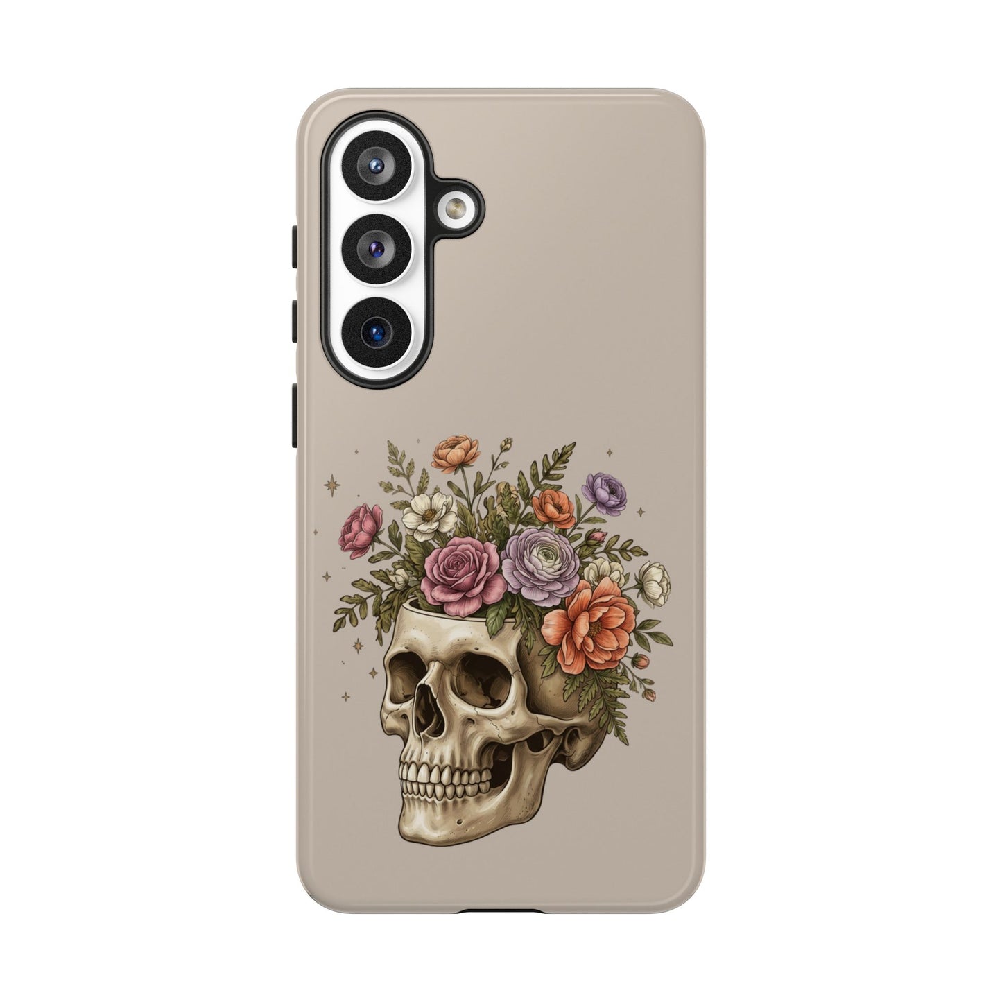 Floral Skull Tough Phone Case  Protective iPhone Case with Vintage Flower Skull Design