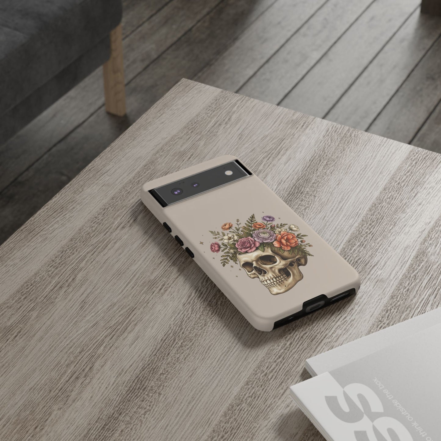 Floral Skull Tough Phone Case  Protective iPhone Case with Vintage Flower Skull Design