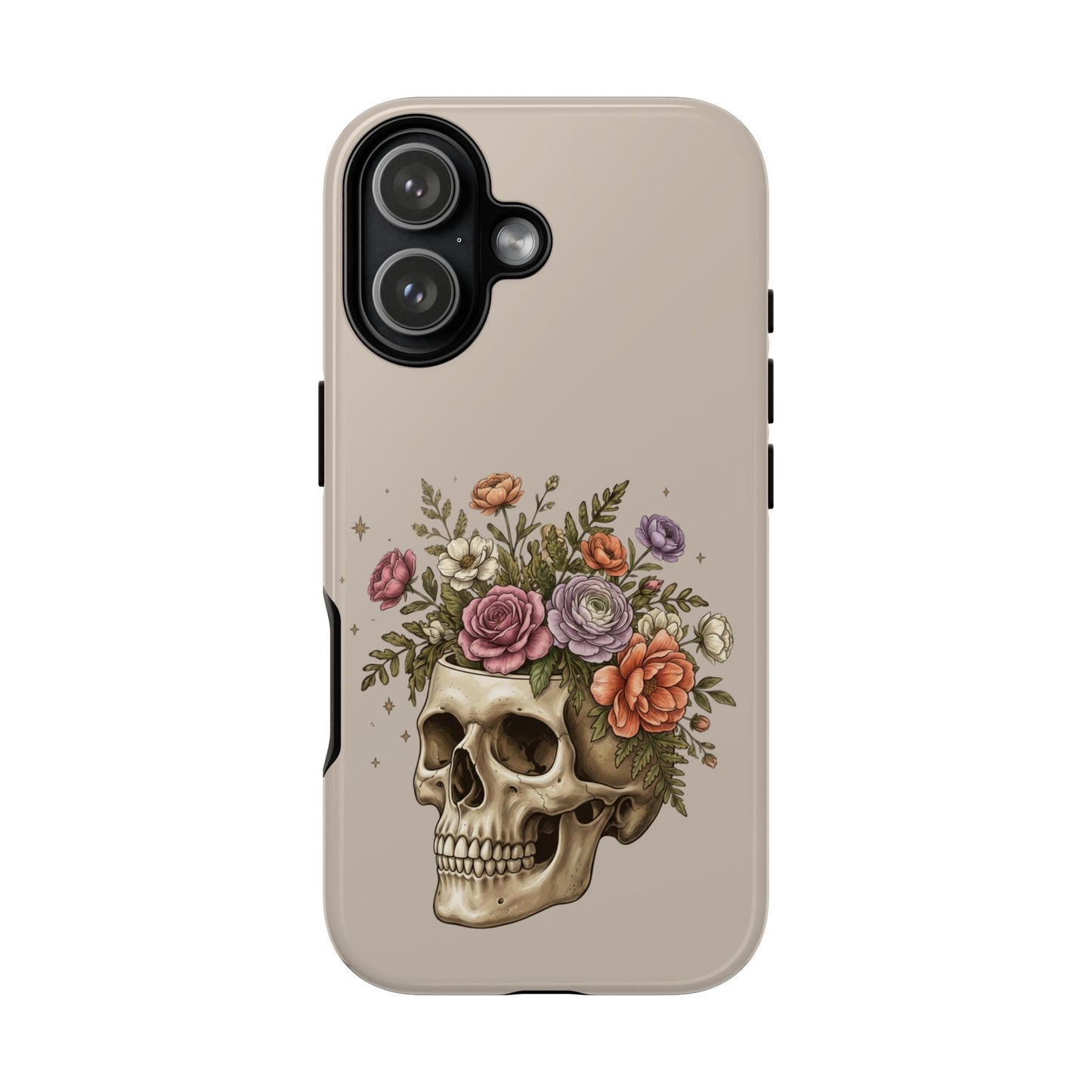 Floral Skull Tough Phone Case  Protective iPhone Case with Vintage Flower Skull Design