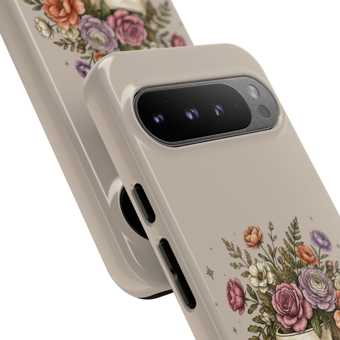 Floral Skull Tough Phone Case  Protective iPhone Case with Vintage Flower Skull Design