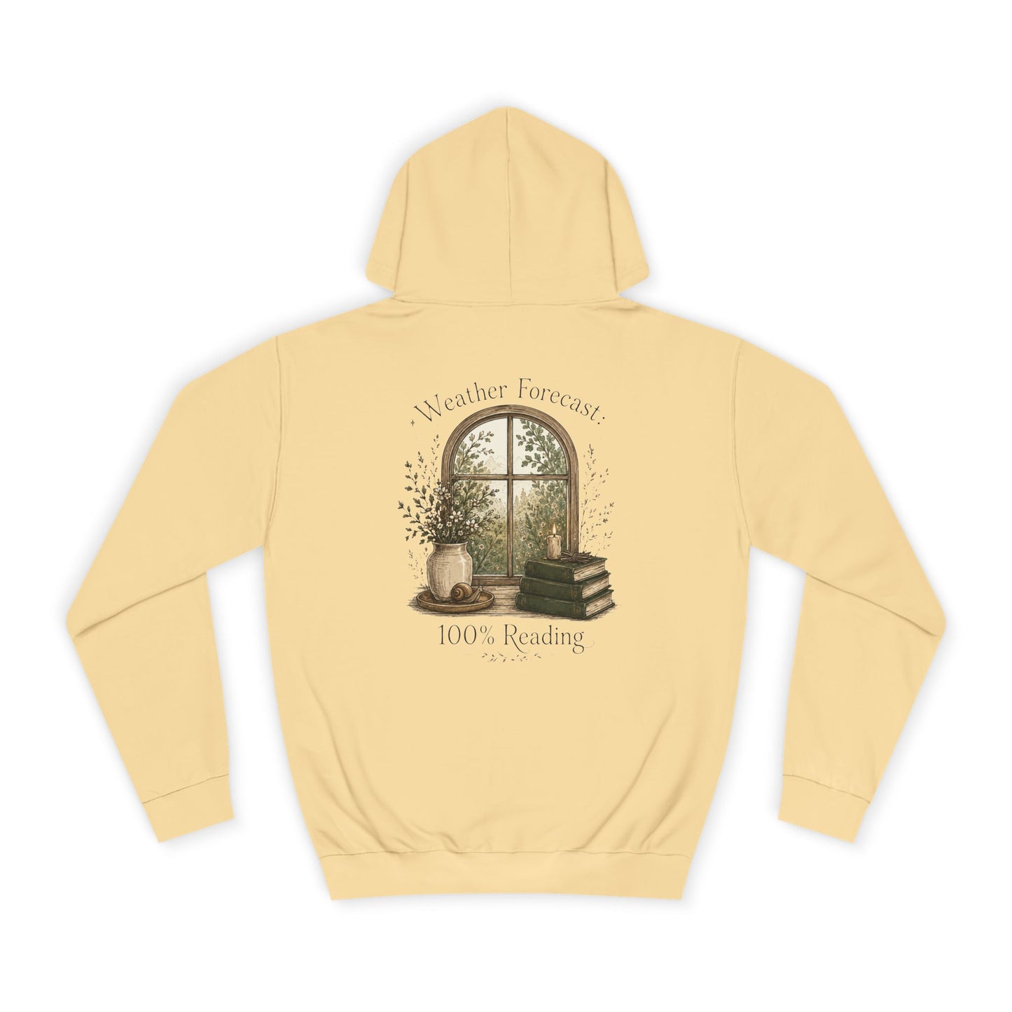 Cosy Window Nook Hoodie  Vintage Books & Tea Graphic